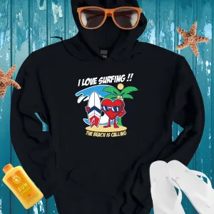 Surfing Adventure Hoodie With Cartoon Heart Design