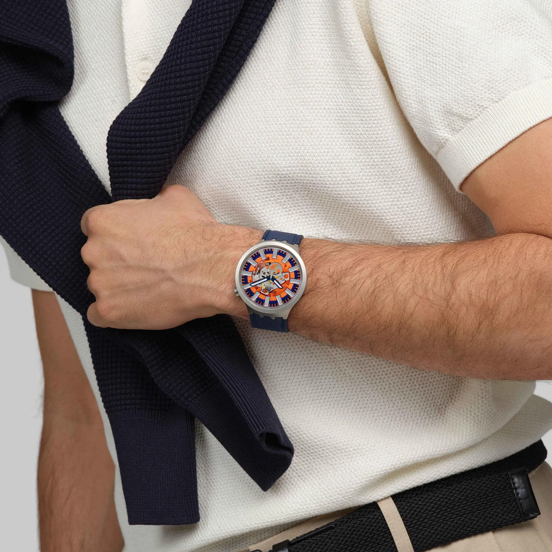 Swatch Orange watch in the Works Originals Big Bold 47mm SB07S114