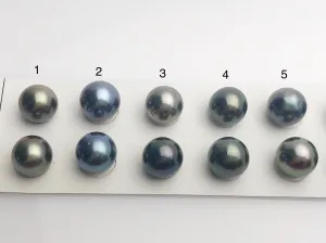 Tahitian Matched Pairs Loose Pearls, AA 11-12mm, Round Multi Colors, #639