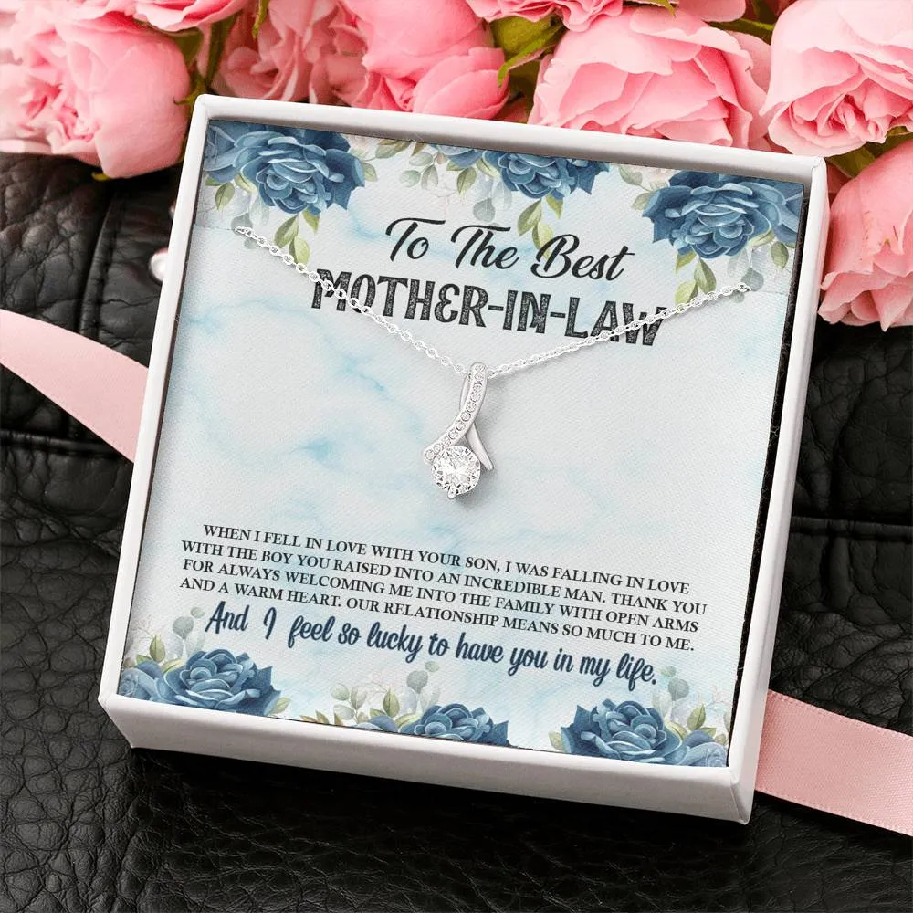 Thank you for welcoming me-Alluring Beauty Solitaire Necklace for Mother In Law