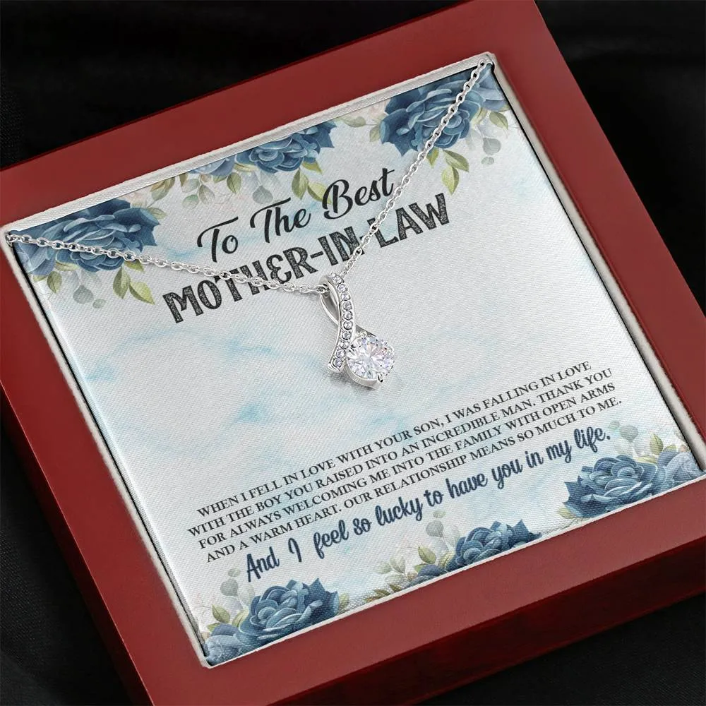 Thank you for welcoming me-Alluring Beauty Solitaire Necklace for Mother In Law