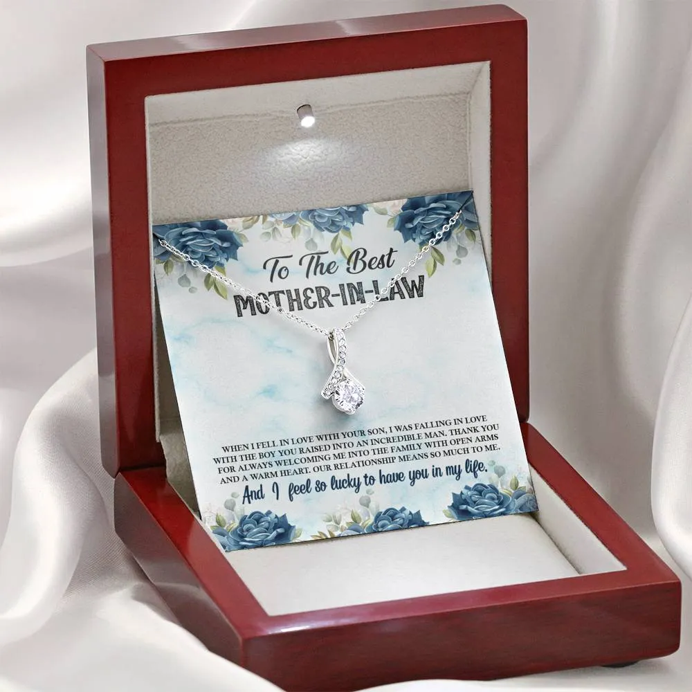 Thank you for welcoming me-Alluring Beauty Solitaire Necklace for Mother In Law