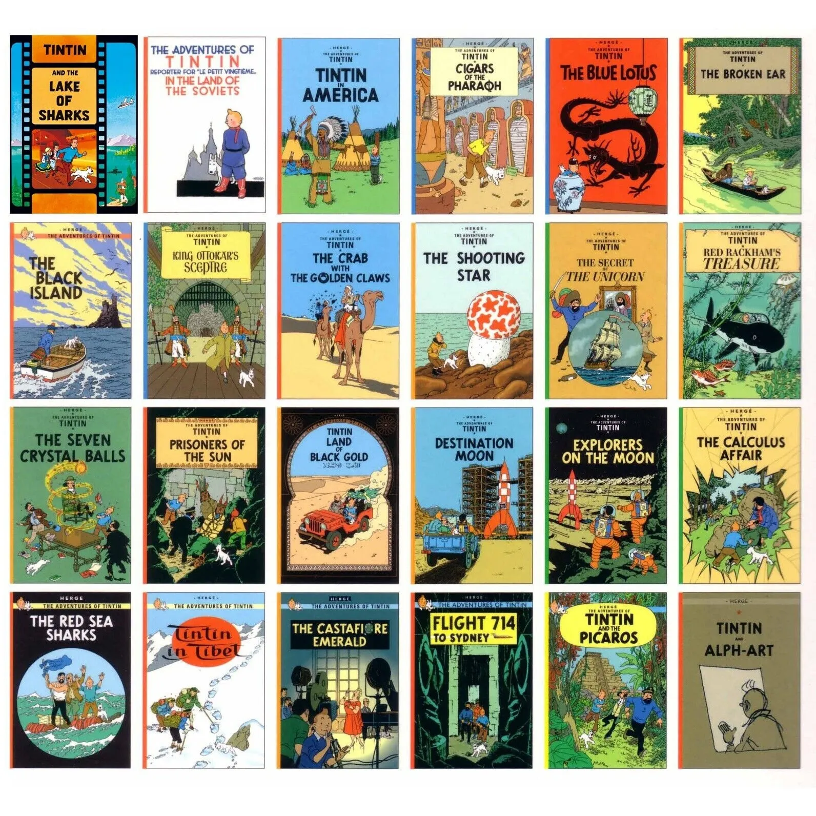 The Adventures of Tintin Series 24 Books Collection Set by Hergé