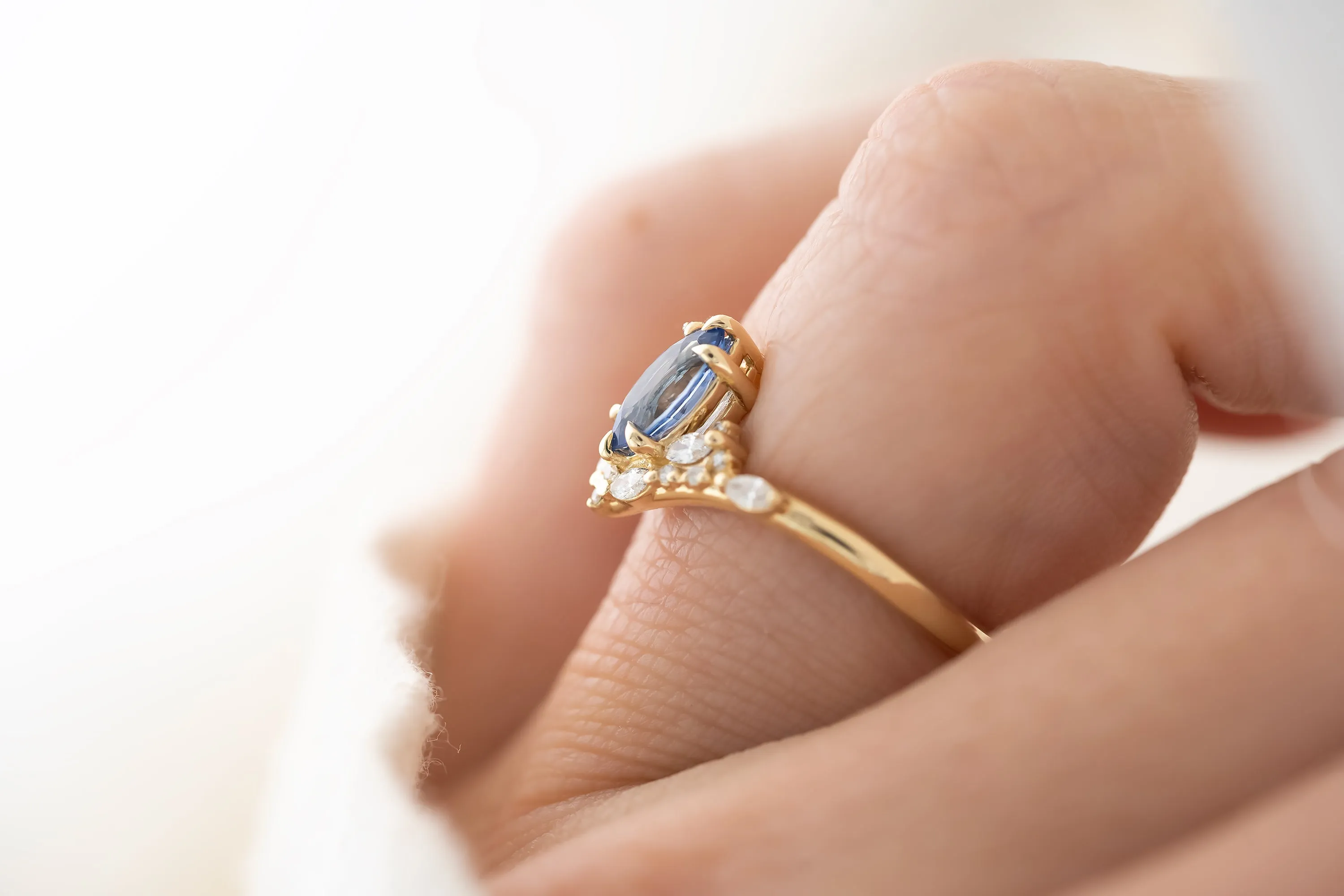 The Aurora Ring - 0.68 CT Blue Marquise Sapphire