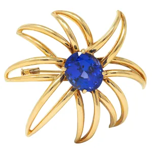 Tiffany & Co. 1994 10.23 CTW Tanzanite 18 Karat Yellow Gold Vintage Fireworks Brooch