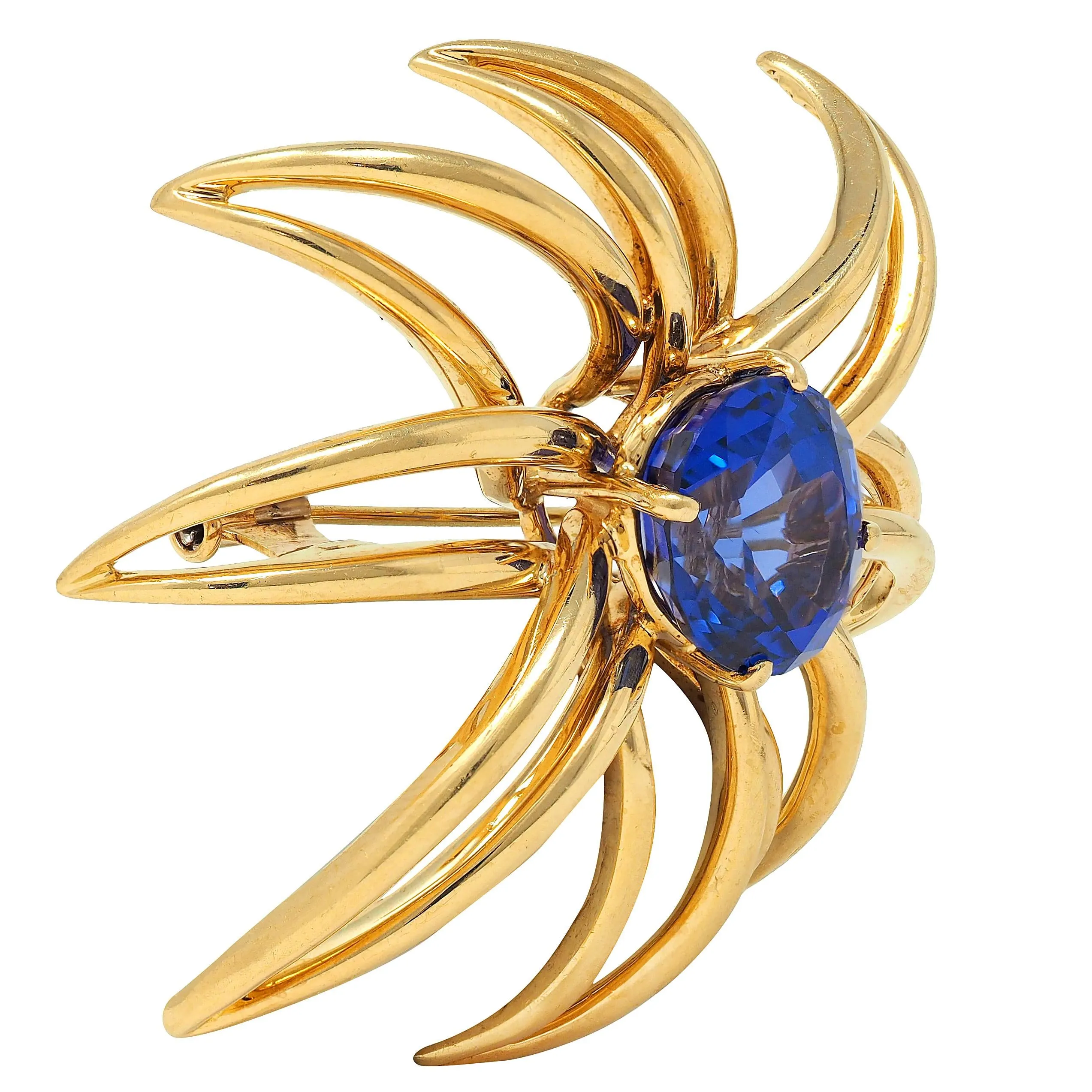 Tiffany & Co. 1994 10.23 CTW Tanzanite 18 Karat Yellow Gold Vintage Fireworks Brooch