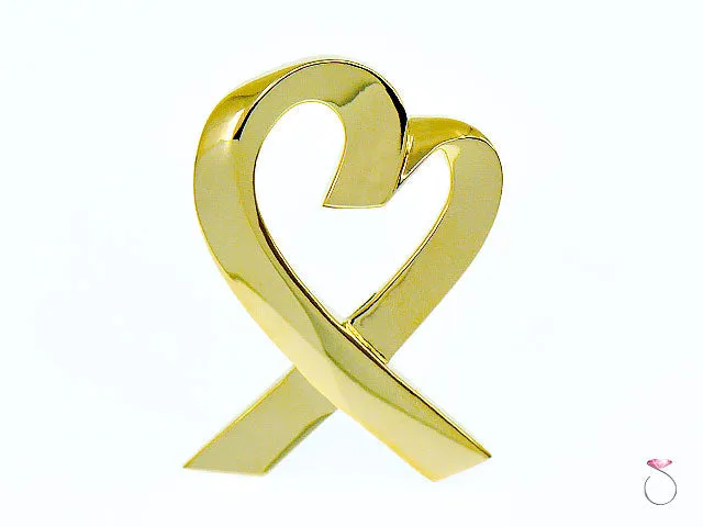 Tiffany & Co Large Paloma Picasso 18k Yellow Gold Loving Heart Pin Brooch
