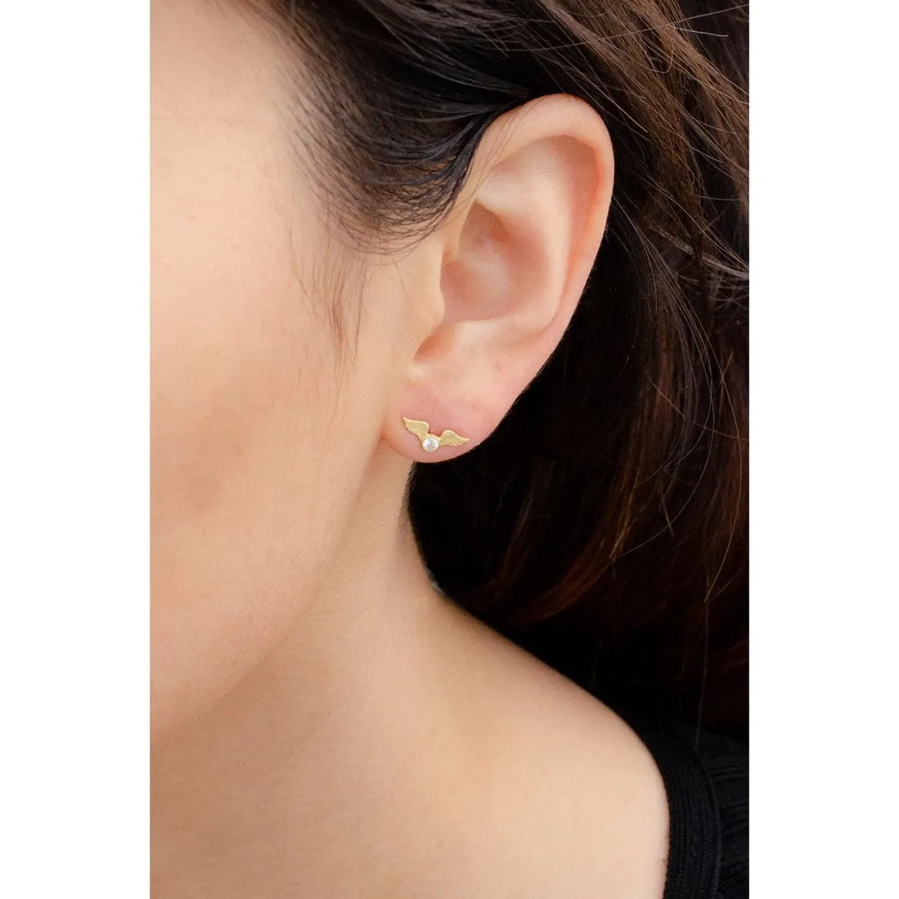 Tiny Flying Diamond Stud Earrings
