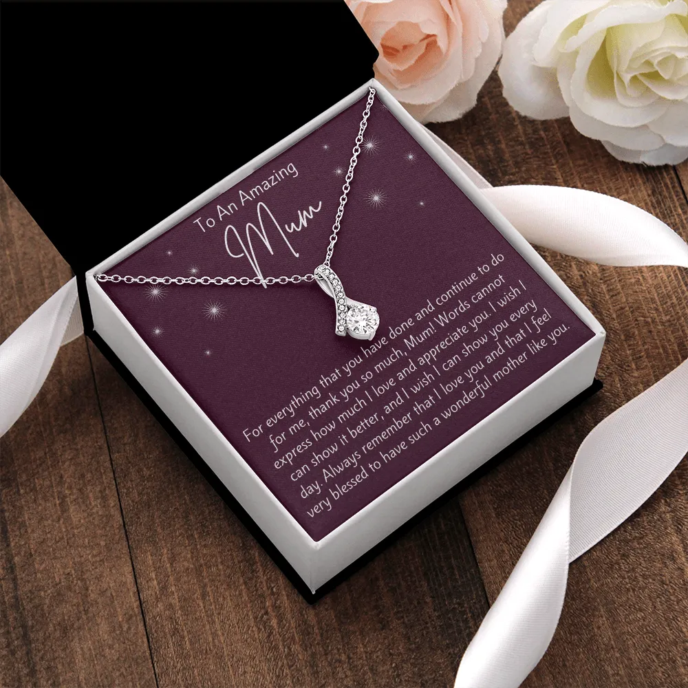 To An Amazing Mum Ribbon Necklace