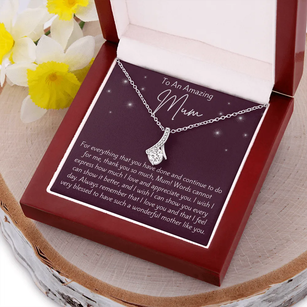 To An Amazing Mum Ribbon Necklace
