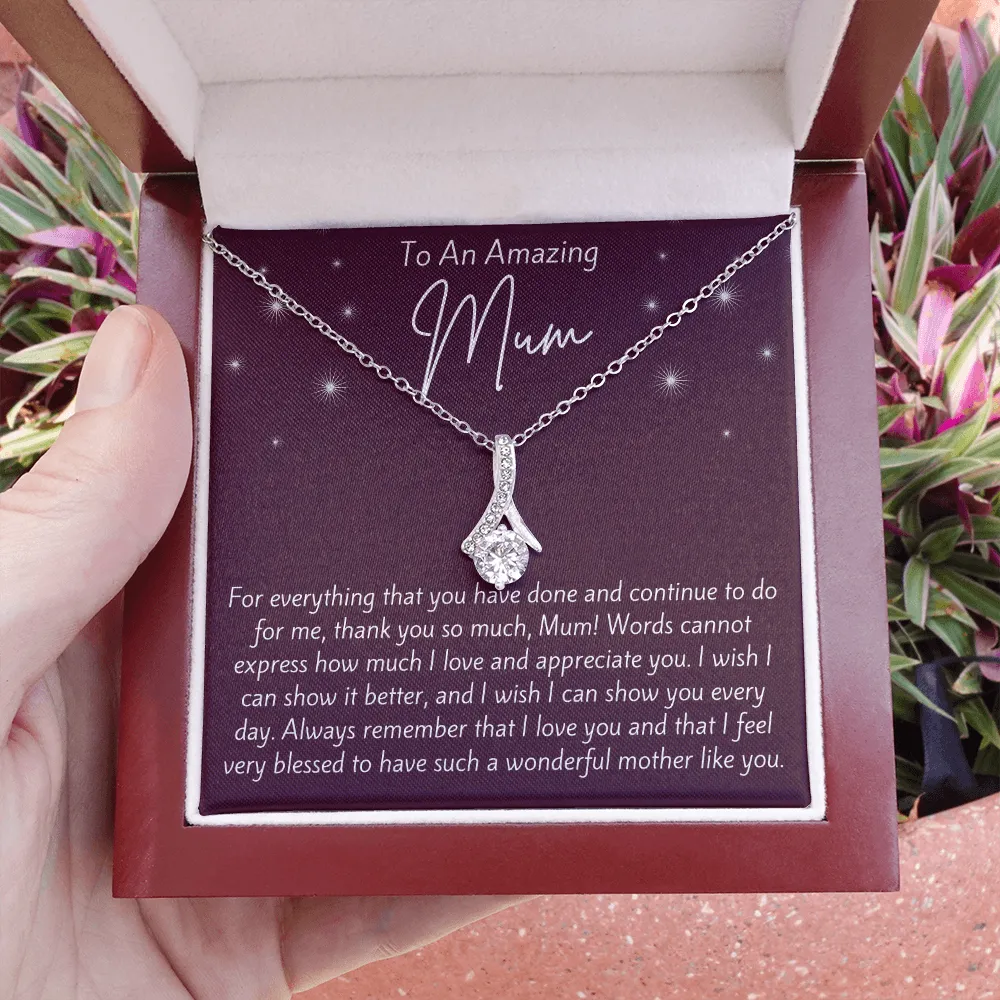To An Amazing Mum Ribbon Necklace