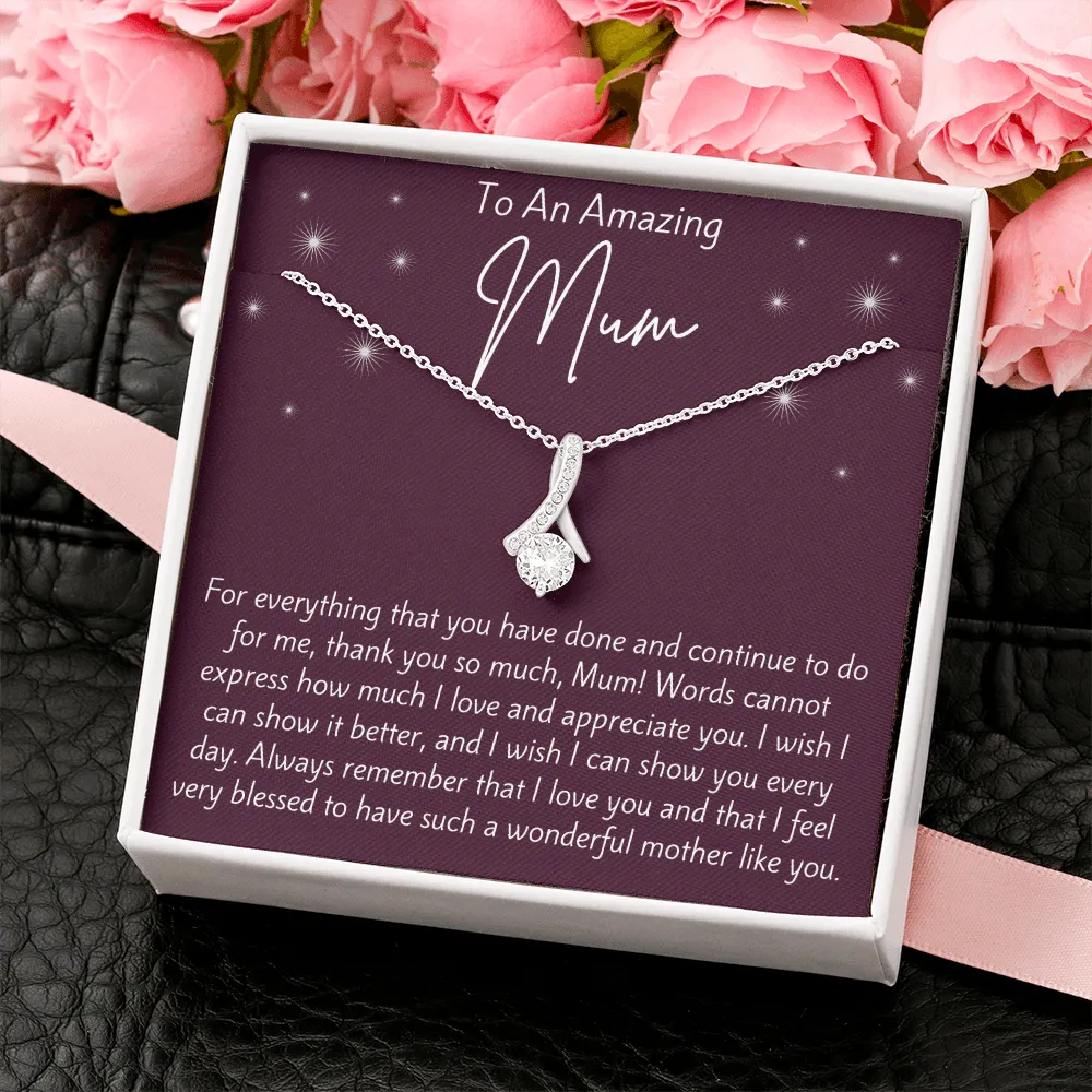 To An Amazing Mum Ribbon Necklace