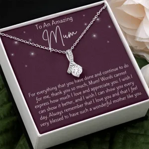 To An Amazing Mum Ribbon Necklace