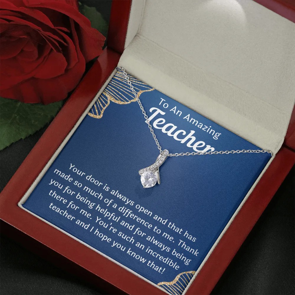 To An Amazing Teacher Ribbon Necklace
