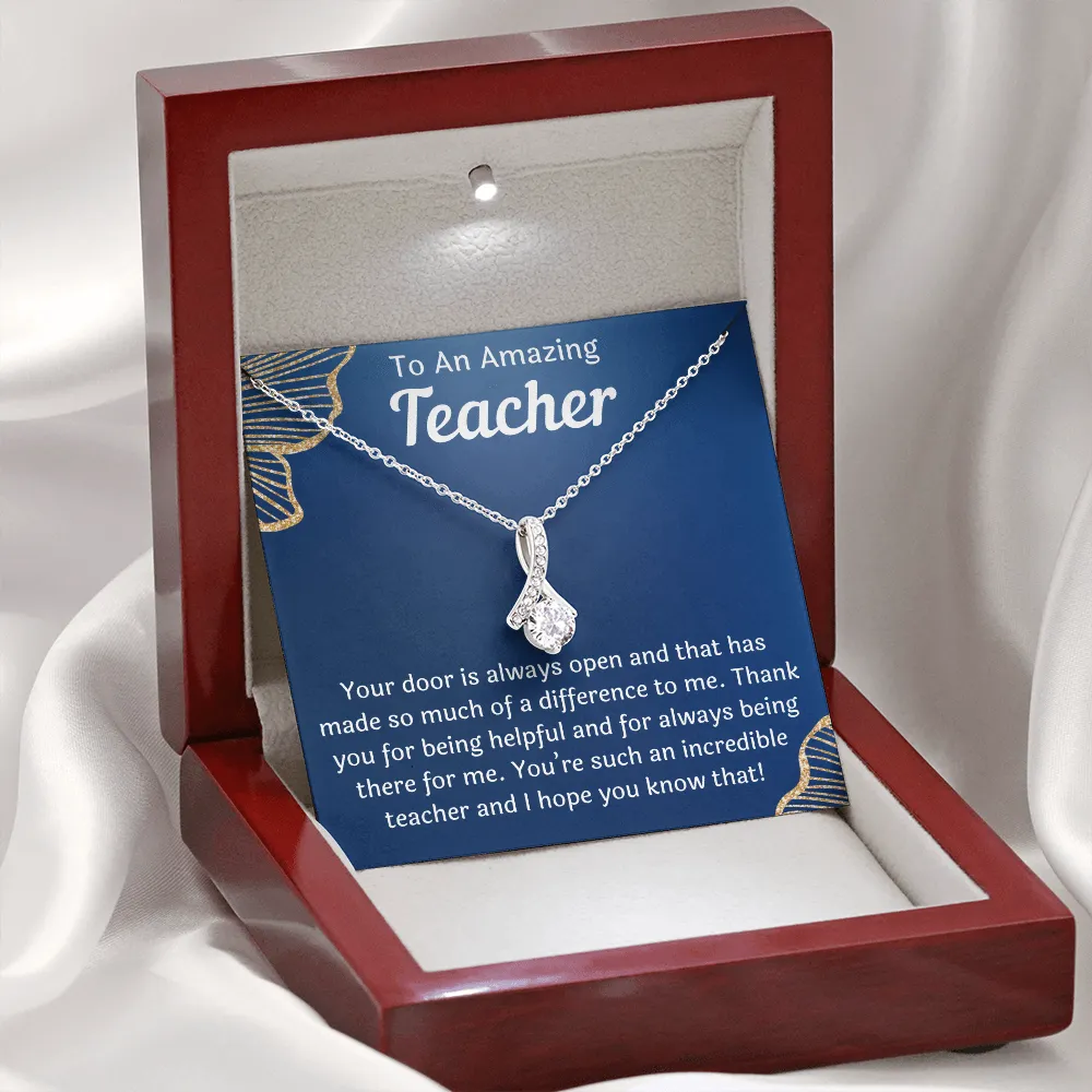 To An Amazing Teacher Ribbon Necklace