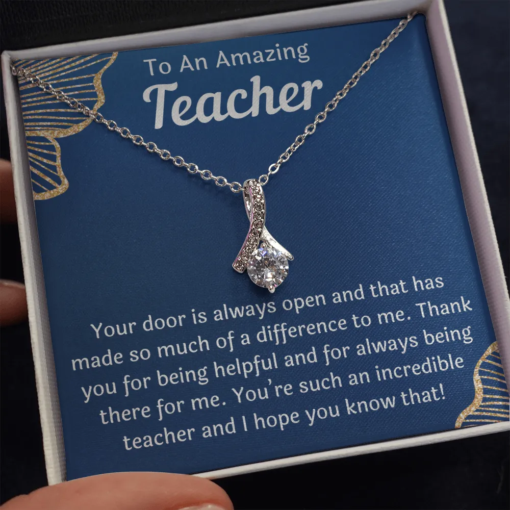 To An Amazing Teacher Ribbon Necklace