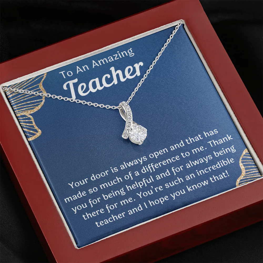 To An Amazing Teacher Ribbon Necklace