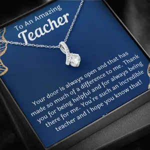 To An Amazing Teacher Ribbon Necklace