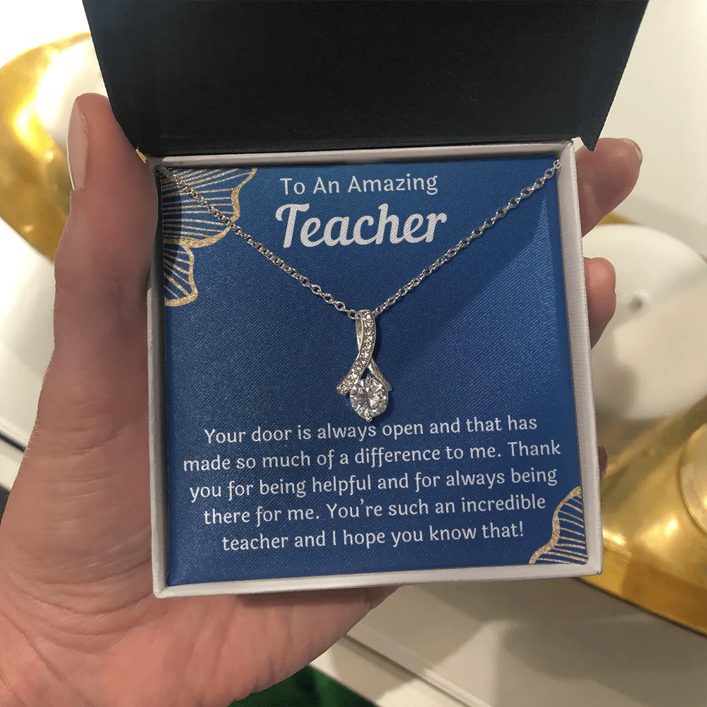 To An Amazing Teacher Ribbon Necklace