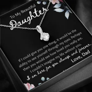 To My Beautiful Daughter Petite Ribbon Necklace