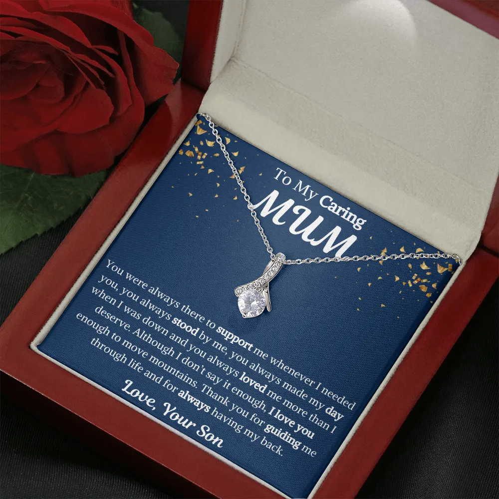 To My Caring Mum Ribbon Necklace