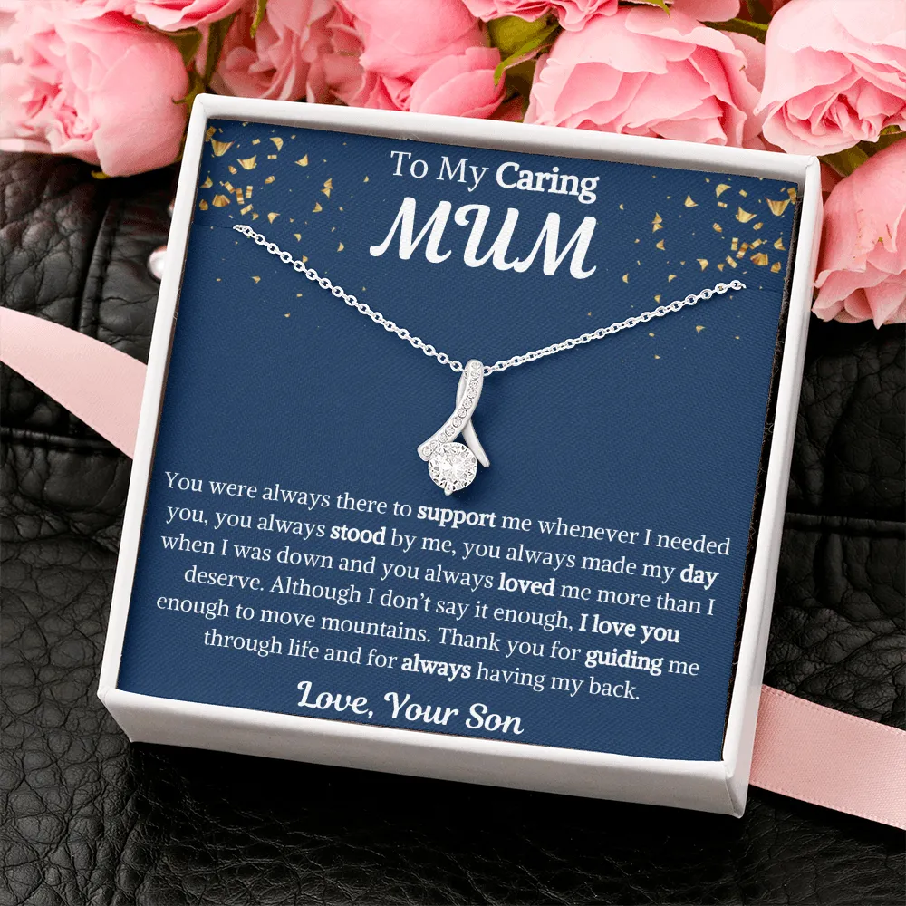 To My Caring Mum Ribbon Necklace
