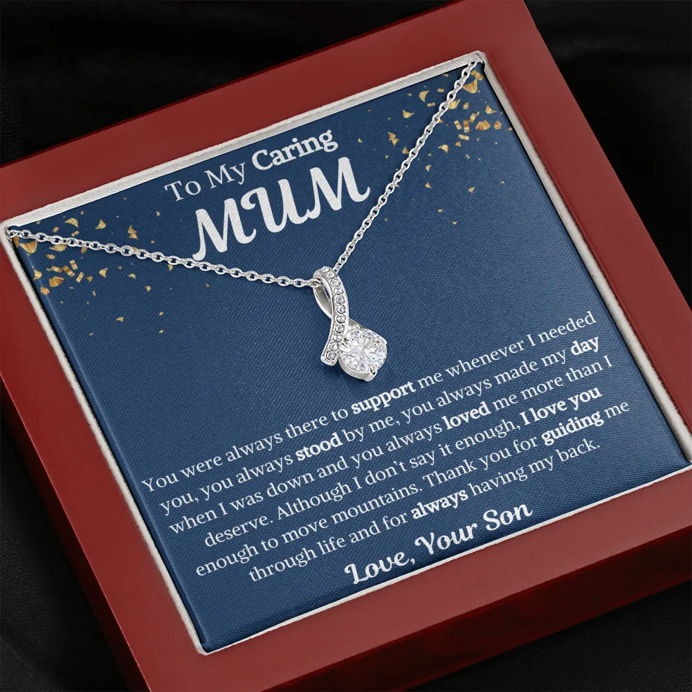 To My Caring Mum Ribbon Necklace