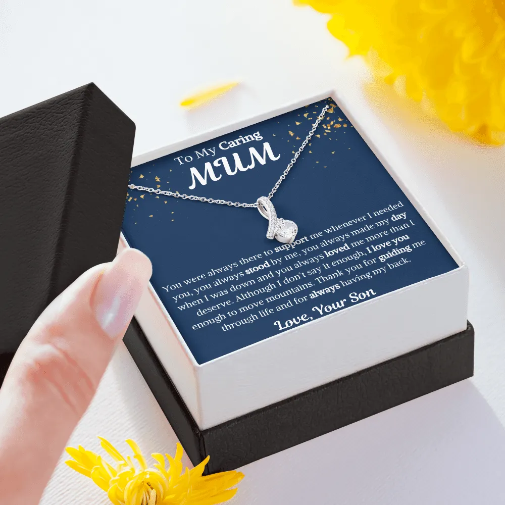 To My Caring Mum Ribbon Necklace