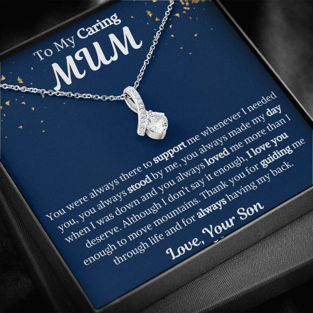 To My Caring Mum Ribbon Necklace