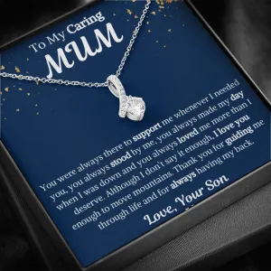 To My Caring Mum Ribbon Necklace