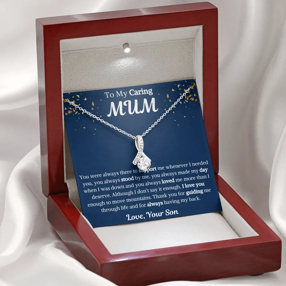 To My Caring Mum Ribbon Necklace