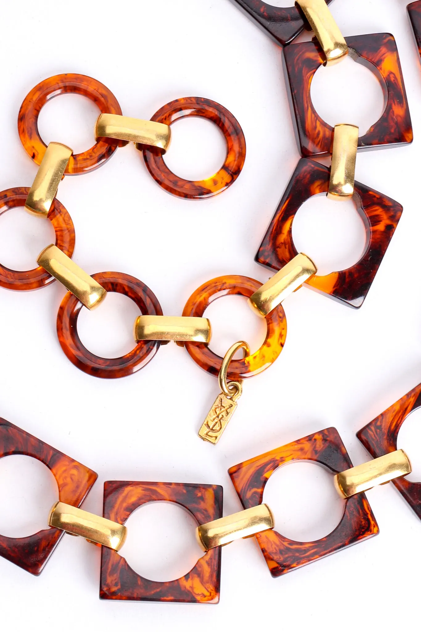 Tortoise Square Link Chain Belt