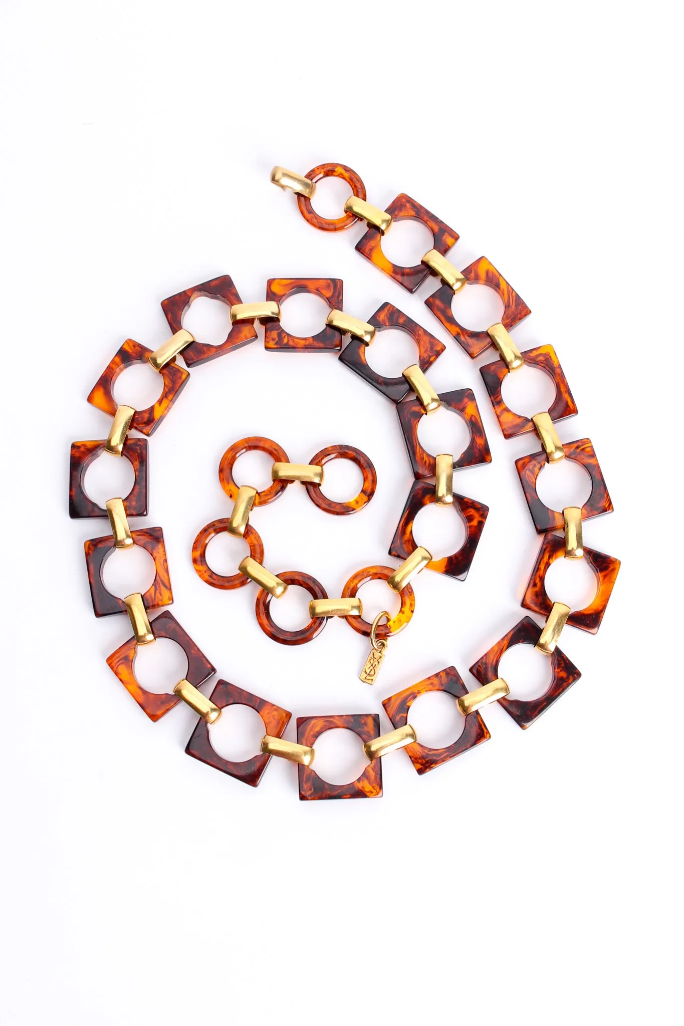Tortoise Square Link Chain Belt