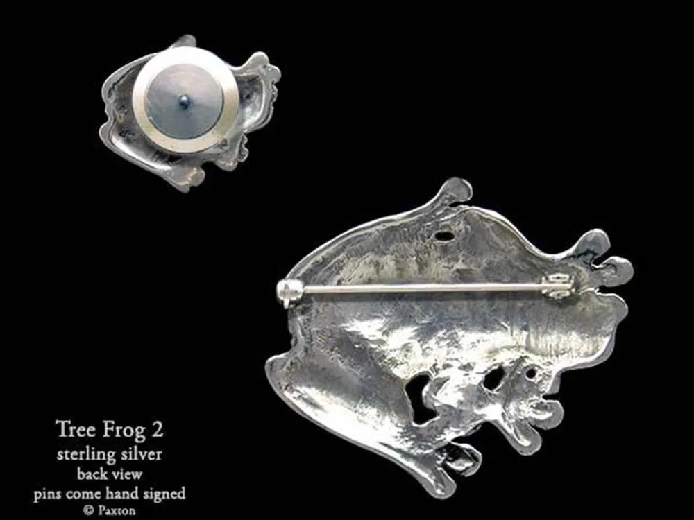 Tree Frog 2 Lapel Pin or Tree Frog 2 Brooch Sterling Silver