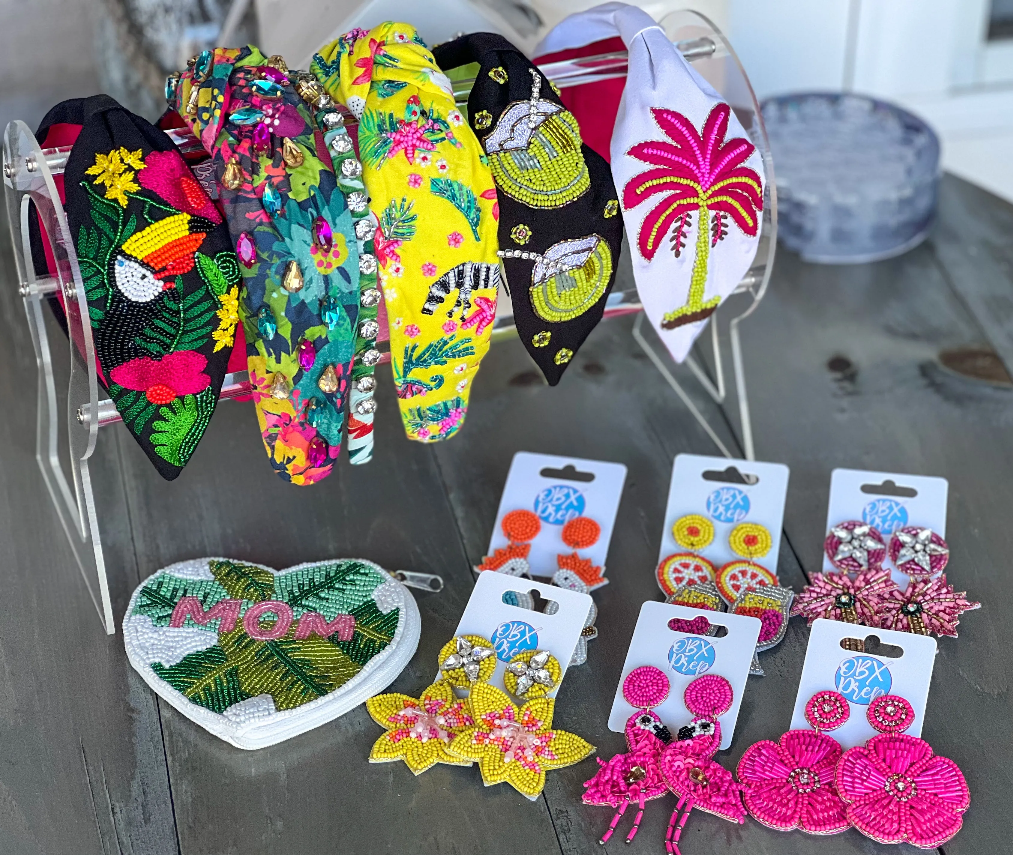Tropical Bliss Seed Beaded Top Knot Headband -Exclusive OBX Prep