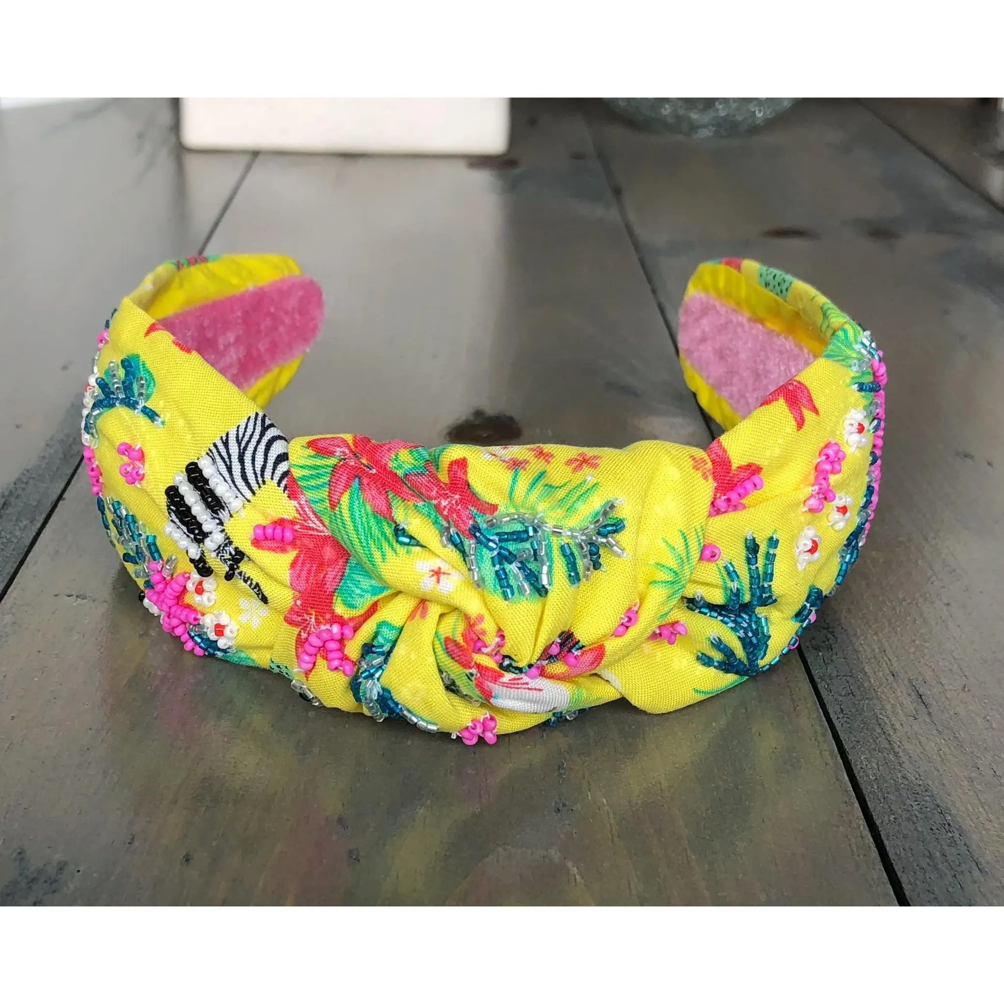 Tropical Bliss Seed Beaded Top Knot Headband -Exclusive OBX Prep