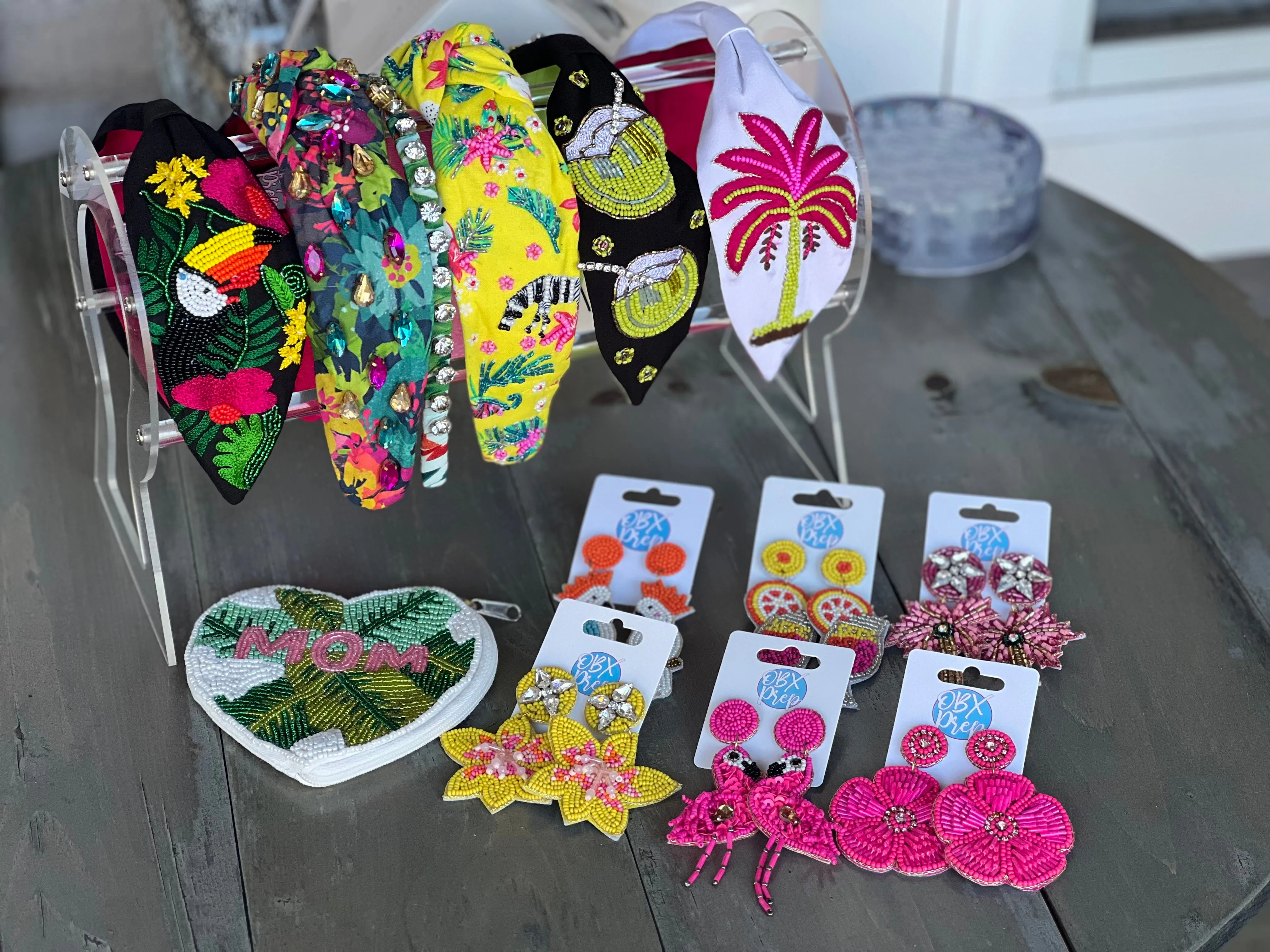 Tropical Bliss Seed Beaded Top Knot Headband -Exclusive OBX Prep