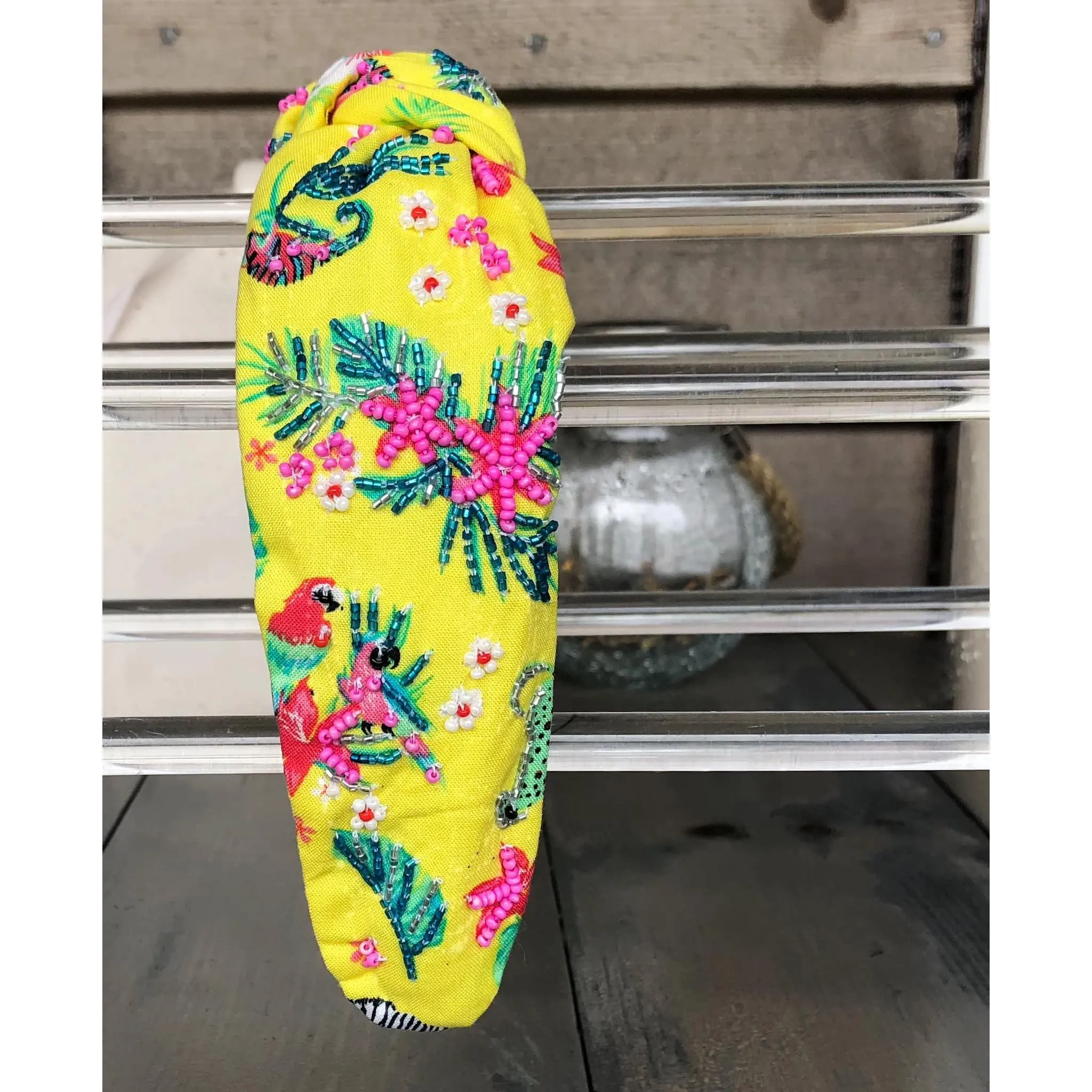 Tropical Bliss Seed Beaded Top Knot Headband -Exclusive OBX Prep