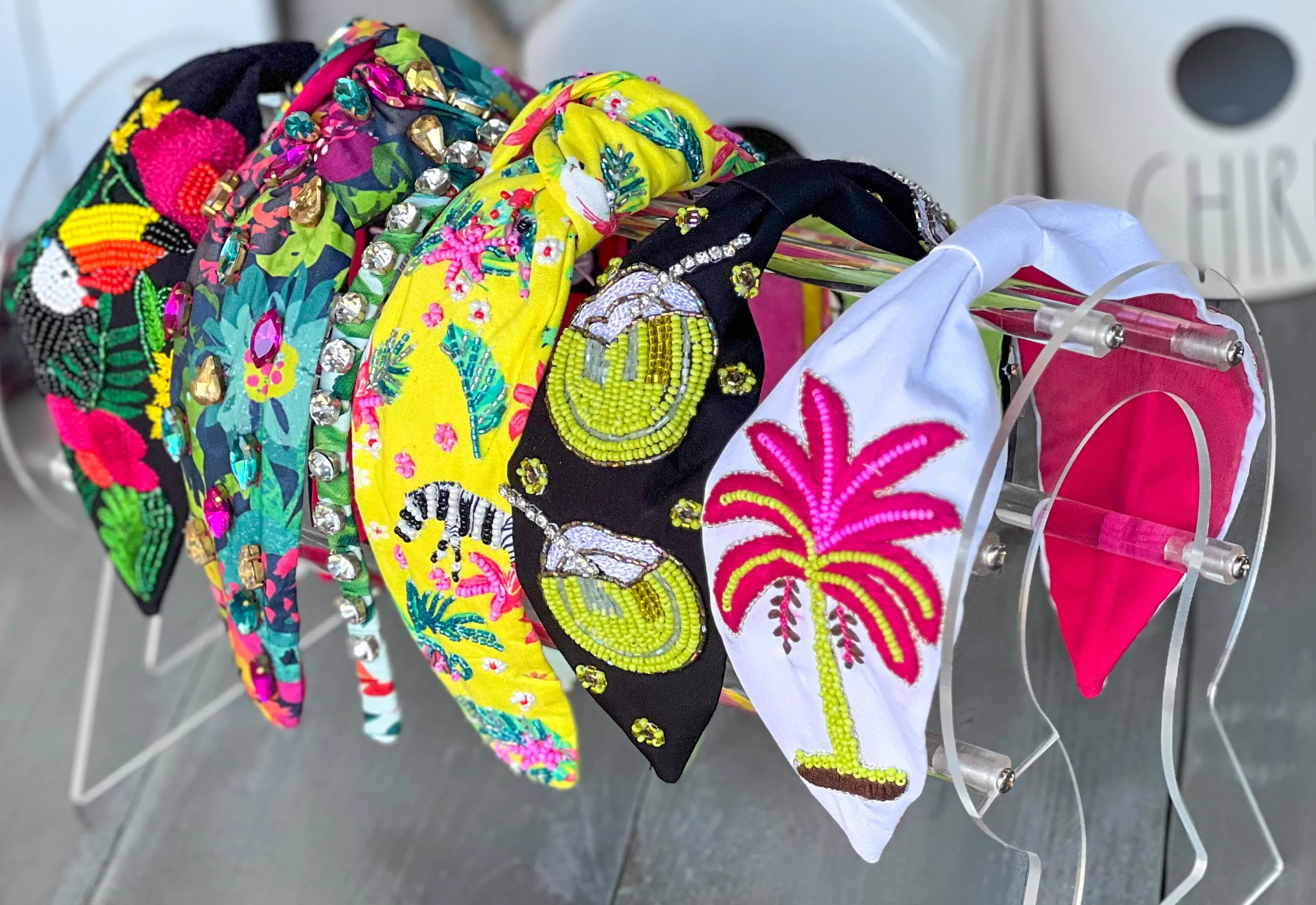 Tropical Bliss Seed Beaded Top Knot Headband -Exclusive OBX Prep