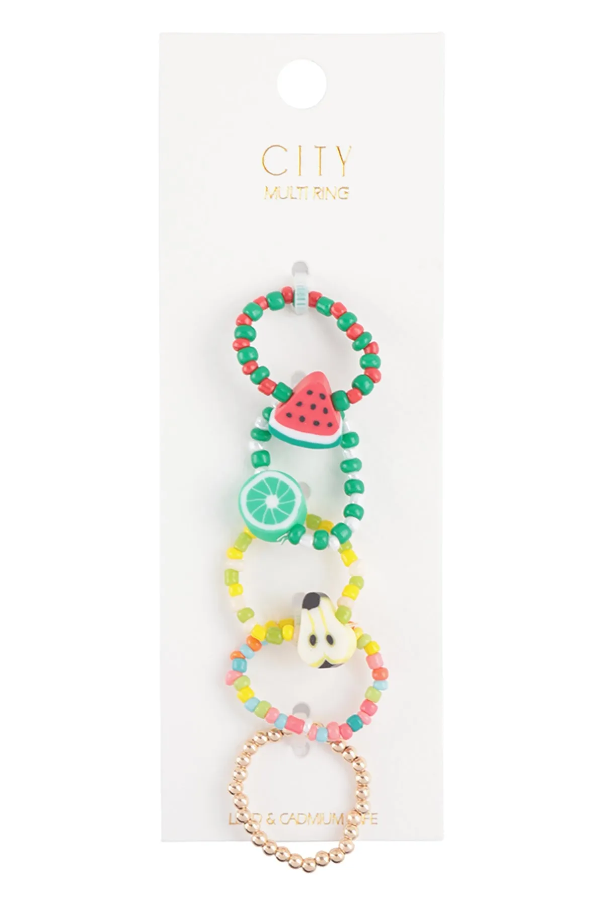 TROPICAL FRUIT BEAD RING SET
