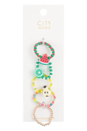 TROPICAL FRUIT BEAD RING SET
