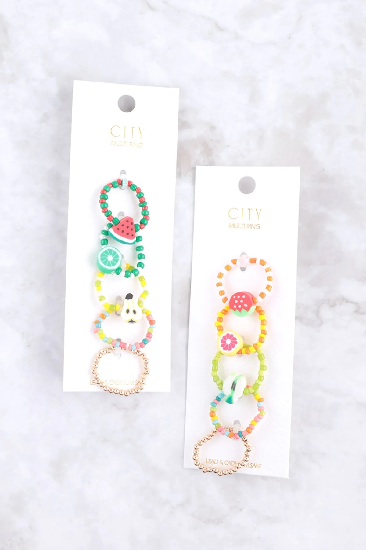 TROPICAL FRUIT BEAD RING SET