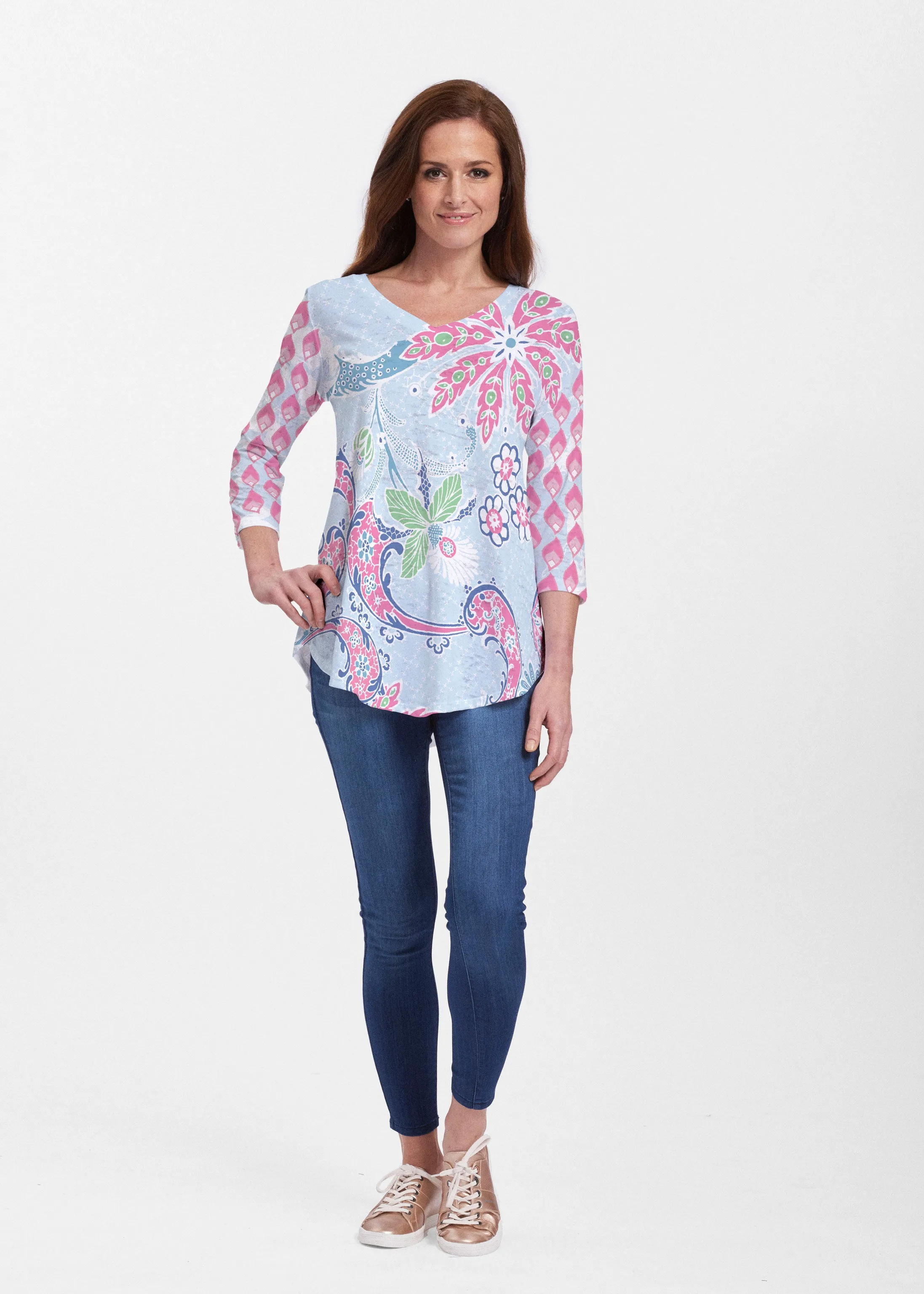 Tropical Island (2029) ~ V-neck Flowy Tunic