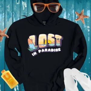 Tropical Lost In Paradise Hoodie With Beach Scene Design