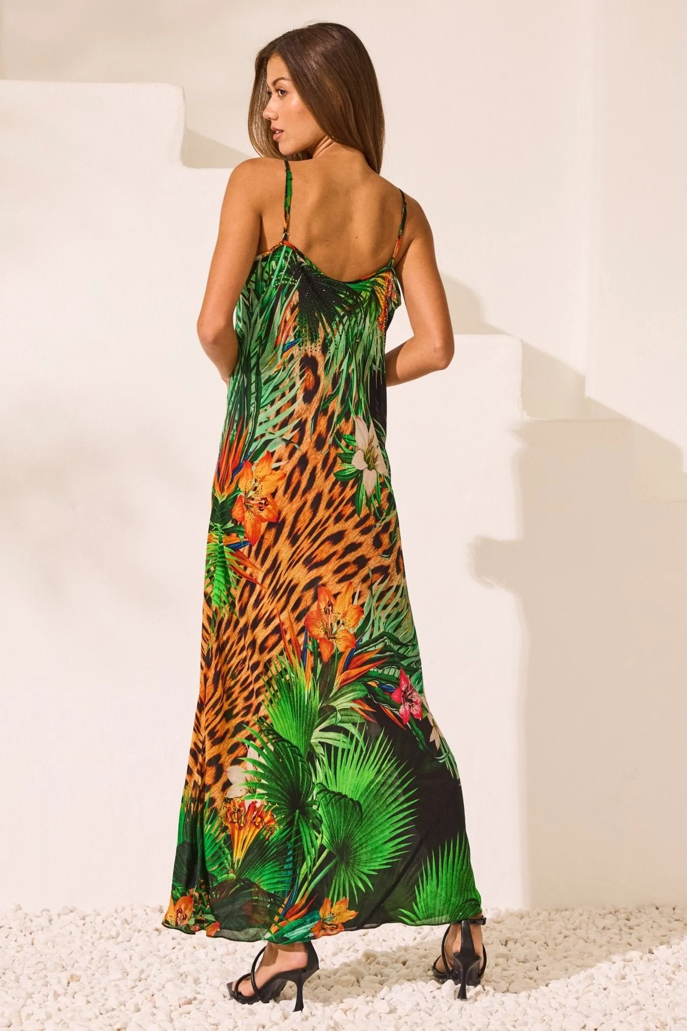 Tropical Temptation V neck Slip Dress