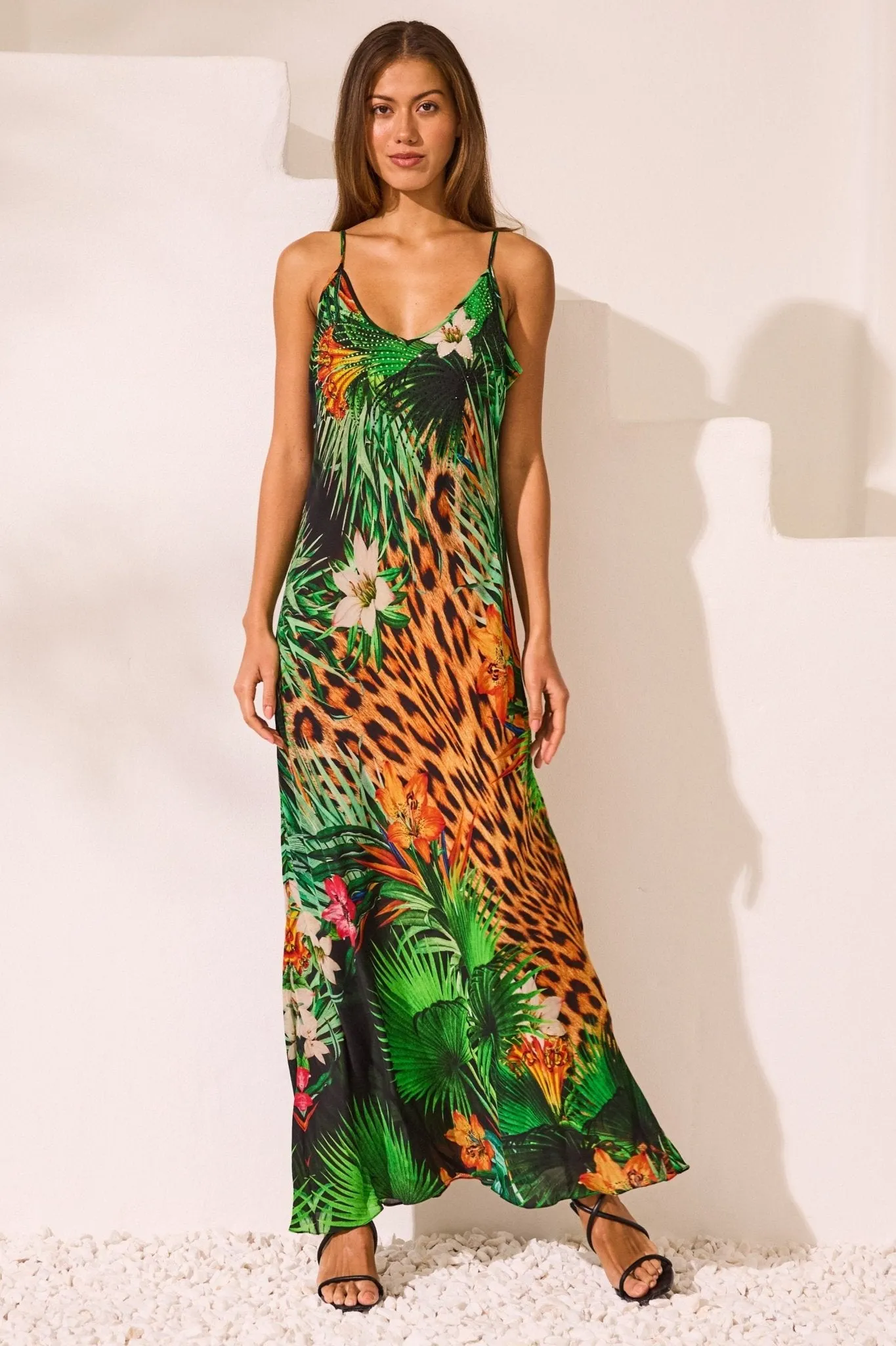 Tropical Temptation V neck Slip Dress