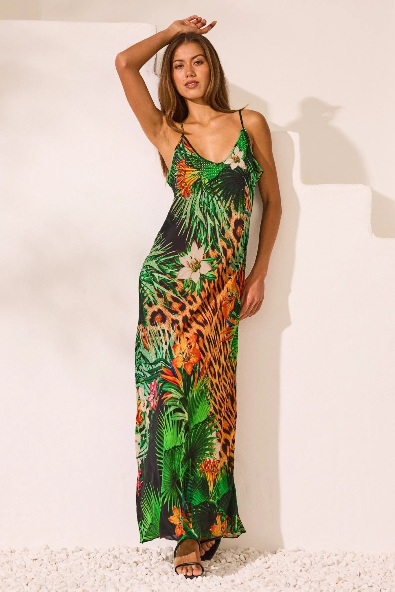 Tropical Temptation V neck Slip Dress