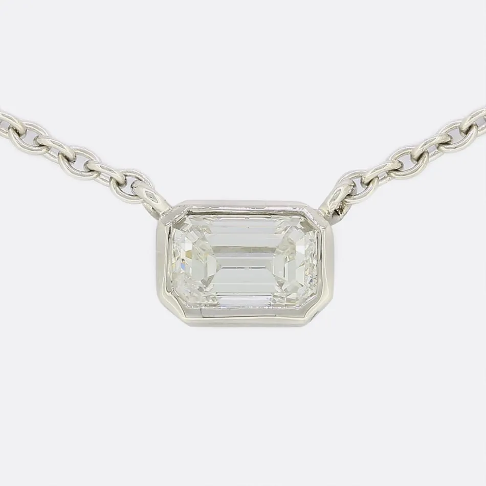 TVJ 0.51 Carat Emerald Cut Diamond Pendant