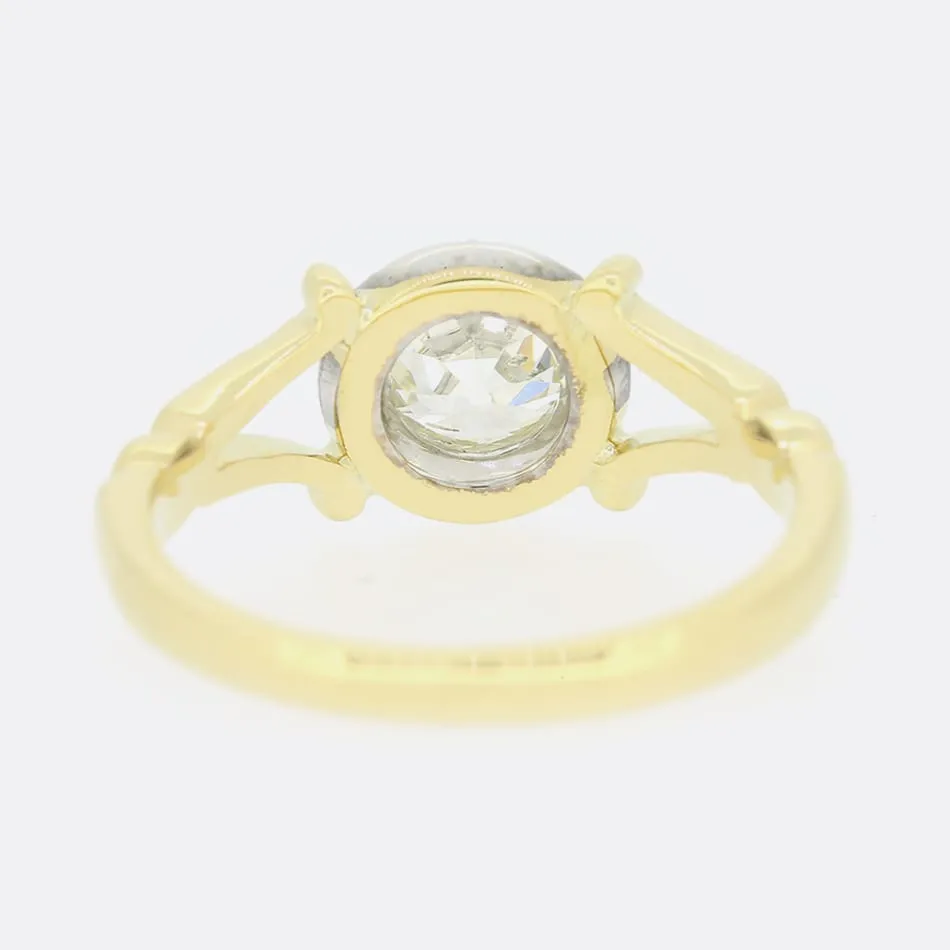 TVJ 0.91 Carat Cushion Cut Diamond Solitaire Ring