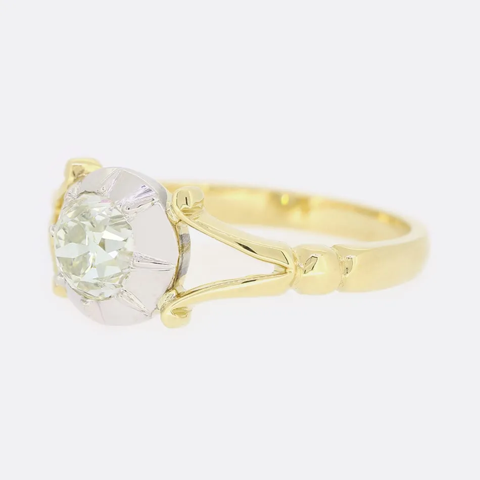 TVJ 0.91 Carat Cushion Cut Diamond Solitaire Ring